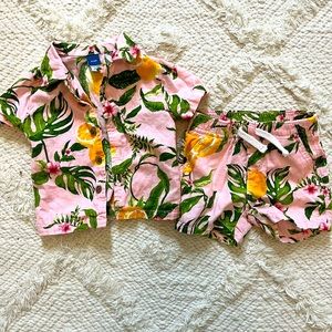 Tropical short and button down set 3-6 month